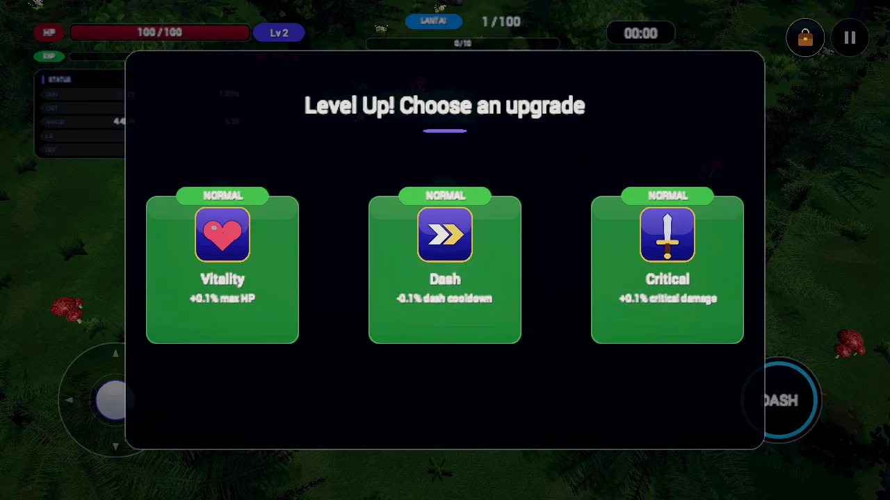 Pilih kartu upgrade setiap naik level