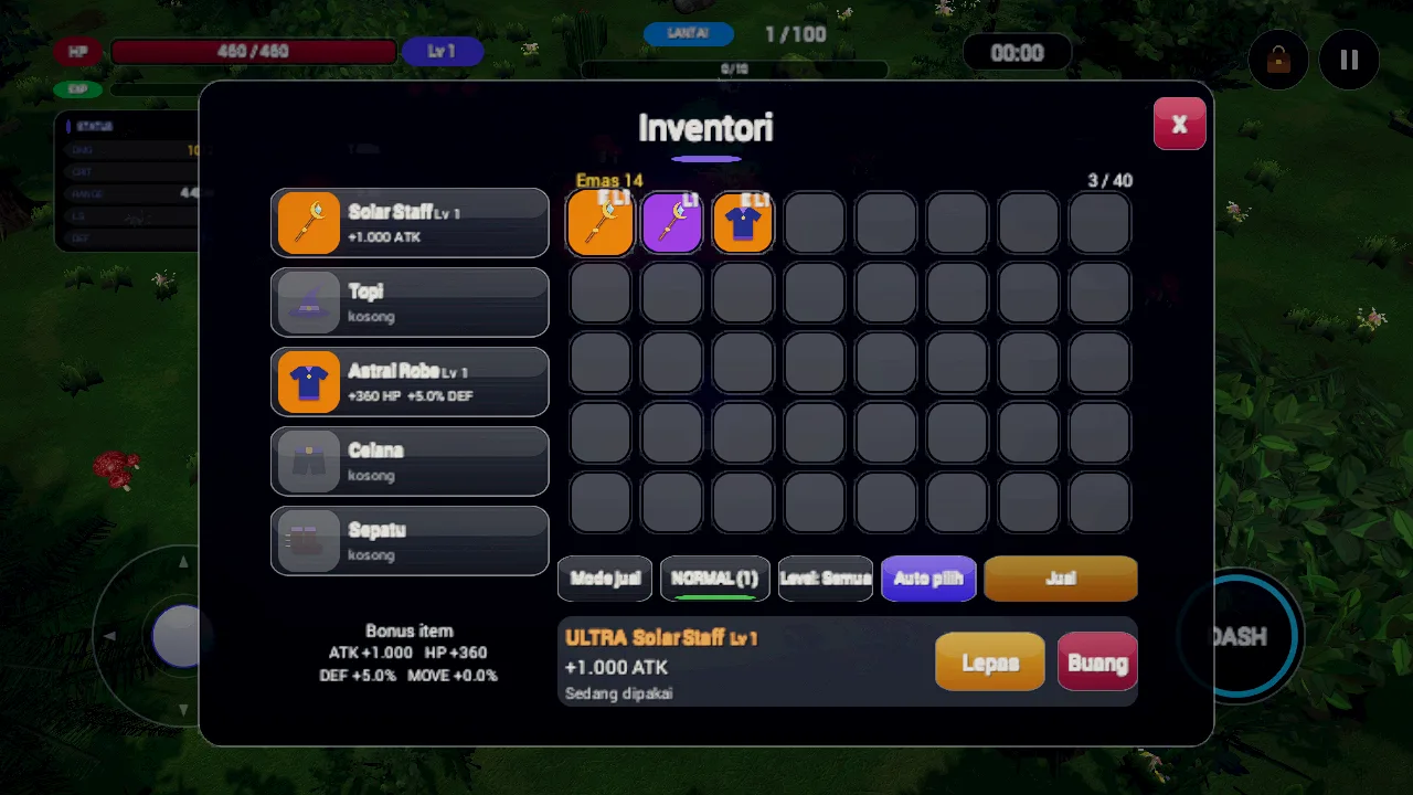 Inventori item Normal sampai Ultra